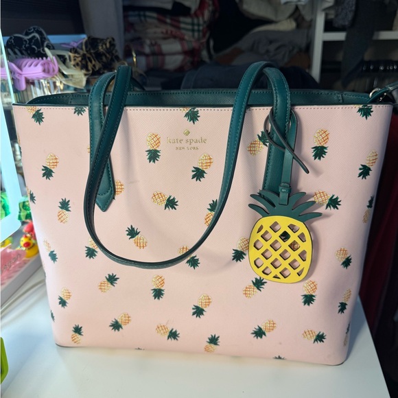 kate spade Handbags - Kate Spade Pink Tote with Pineapple Design